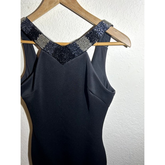 Dress The Population Black Elegant Mini Dress With Strap Details - Picture 3 of 7